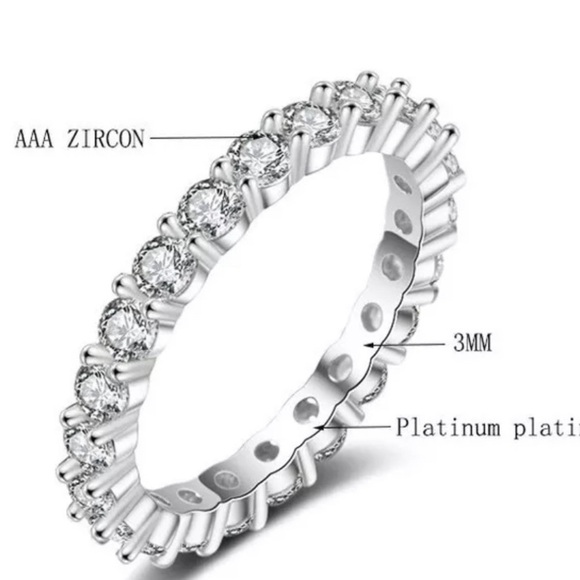 2mm 14K Gold plated Wedding Band S925 Moissanite Eternity Stackable Bridal Ring - Picture 8 of 8